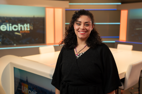 Presentatrice Megan Evenblij Cameron bij Family7